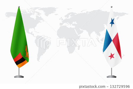 Zambia and Panama flags for official meeting Zambia and Panama flags for official meeting 132729596