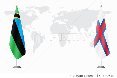 Zanzibar and Faroe Islands flags for official meeting 132729640