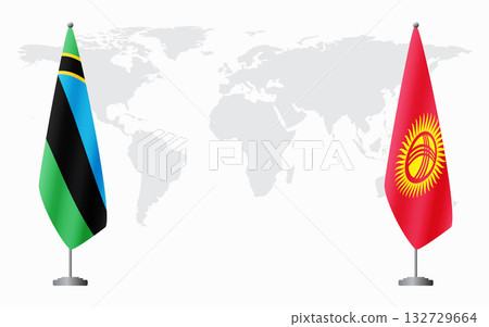 Zanzibar and Kyrgyzstan flags for official meeting 132729664