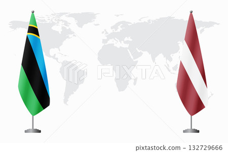 Zanzibar and Latvia flags for official meeting 132729666