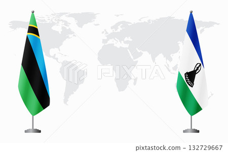 Zanzibar and Lesotho flags for official meeting Zanzibar and Lesotho flags for official meeting 132729667