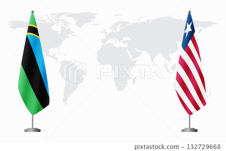 Zanzibar and Liberia flags for official meeting Zanzibar and Liberia flags for official meeting 132729668