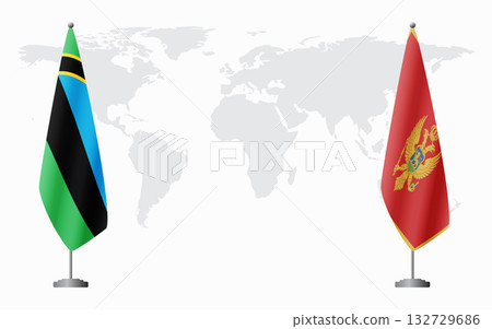 Zanzibar and Montenegro flags for official meeting 132729686