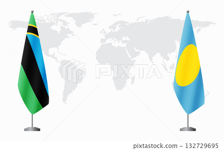 Zanzibar and Palau flags for official meeting 132729695