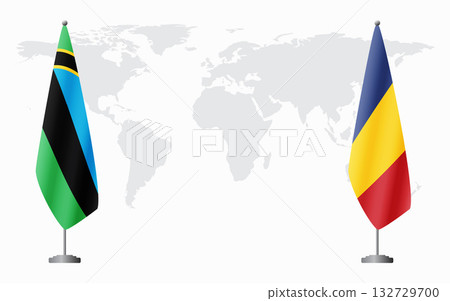 Zanzibar and Romania flags for official meeting Zanzibar and Romania flags for official meeting 132729700