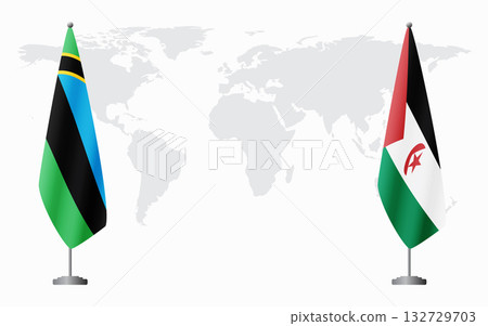 Zanzibar and Western Sahara flags for official meeting 132729703