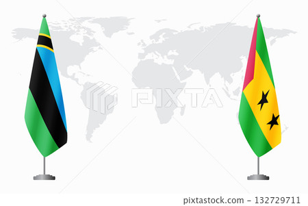 Zanzibar and Sao Tome and Principe flags for official meeti Zanzibar and Sao Tome and Principe flags for official meeti 132729711
