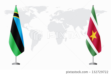 Zanzibar and Suriname flags for official meeting Zanzibar and Suriname flags for official meeting 132729722