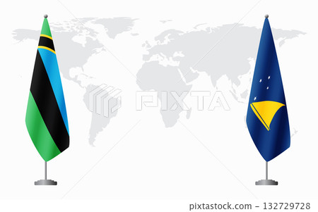 Zanzibar and Tokelau flags for official meeting Zanzibar and Tokelau flags for official meeting 132729728