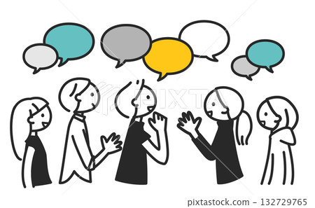 People sharing their opinions Simple line drawing monochrome illustration People sharing their opinions Simple line drawing monochrome illustration 132729765