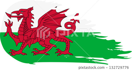 Wales comet flag, grunge brush vector 132729776
