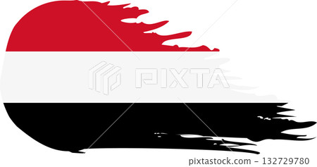 Yemen comet flag, grunge brush vector 132729780