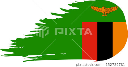 Zambia comet flag, grunge brush vector 132729781