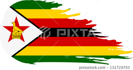 Zimbabwe comet flag, grunge brush vector 132729783