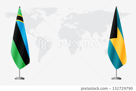 Zanzibar and Bahamas flags for official meeting Zanzibar and Bahamas flags for official meeting 132729790