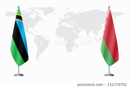 Zanzibar and Belarusian flags for official meeting Zanzibar and Belarusian flags for official meeting 132729792