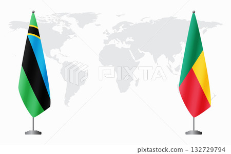 Zanzibar and Benin flags for official meeting Zanzibar and Benin flags for official meeting 132729794