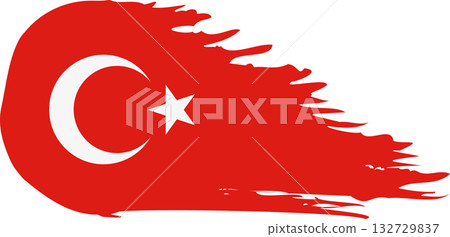 Turkey comet flag, grunge brush vector 132729837