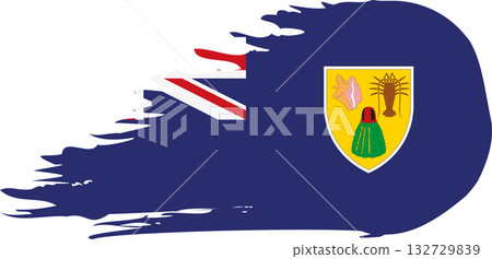 Turks and Caicos comet flag, grunge brush vector Turks and Caicos comet flag, grunge brush vector 132729839