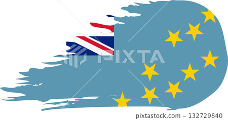 Tuvalu comet flag, grunge brush vector 132729840