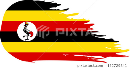 Uganda comet flag, grunge brush vector Uganda comet flag, grunge brush vector 132729841
