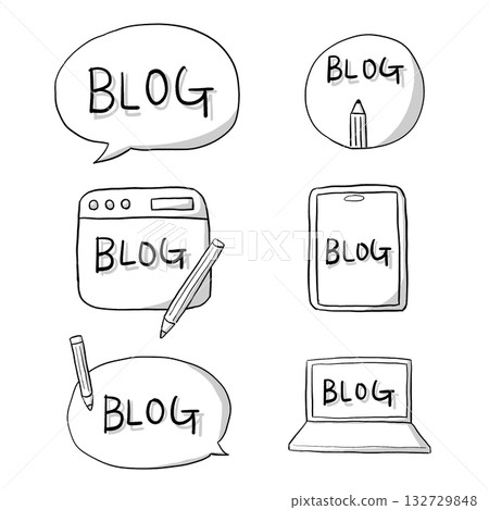 Monochrome illustration of blog icon Monochrome illustration of blog icon 132729848