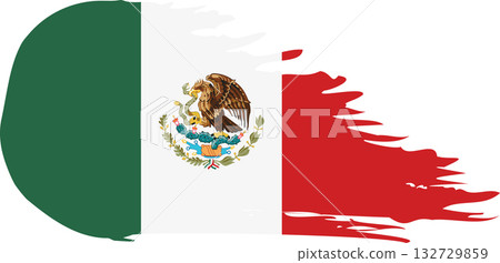 Mexico comet flag, grunge brush vector Mexico comet flag, grunge brush vector 132729859