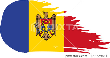 Moldova comet flag, grunge brush vector 132729861