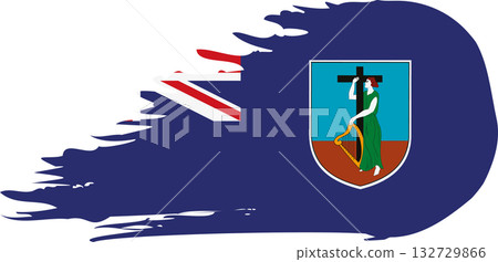 Montserrat comet flag, grunge brush vector 132729866