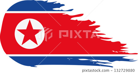 North Korea comet flag, grunge brush vector 132729880