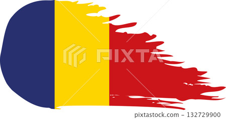 Romania comet flag, grunge brush vector 132729900