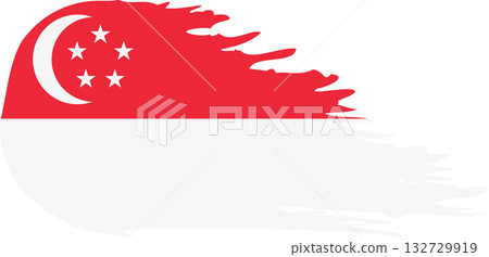 Singapore comet flag, grunge brush vector 132729919