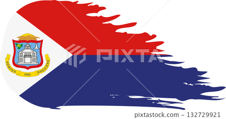 Sint Maarten comet flag, grunge brush vector Sint Maarten comet flag, grunge brush vector 132729921