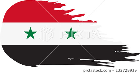 Syrian Arab Republic comet flag, grunge brush vector 132729939