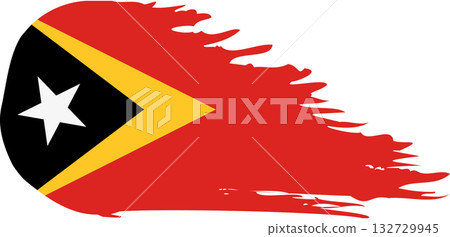 Timor-Leste - East Timor comet flag, grunge brush vector 132729945