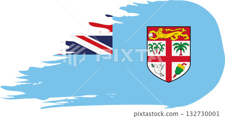 Fiji comet flag, grunge brush vector 132730001