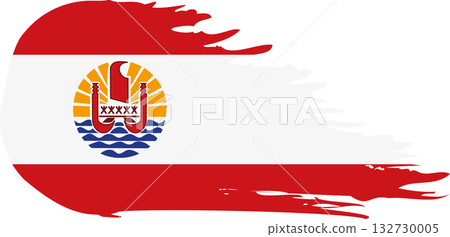 French Polynesia comet flag, grunge brush vector 132730005