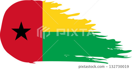 Guinea Bissau comet flag, grunge brush vector Guinea Bissau comet flag, grunge brush vector 132730019