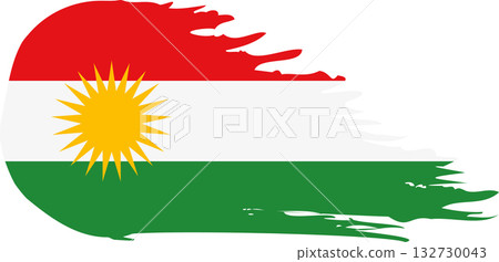 Kurdistan comet flag, grunge brush vector 132730043
