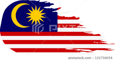 Malaysia comet flag, grunge brush vector 132730059