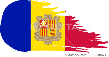 Andorra comet flag, grunge brush vector 132730071