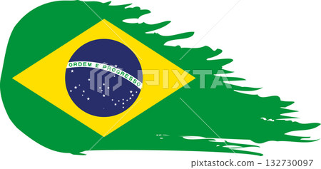 Brazil comet flag, grunge brush vector 132730097