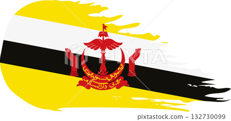 Brunei comet flag, grunge brush vector 132730099