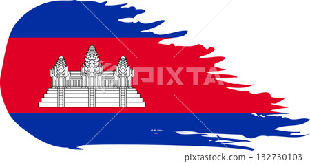 Cambodia comet flag, grunge brush vector 132730103