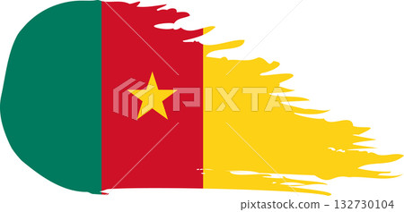 Cameroon comet flag, grunge brush vector 132730104