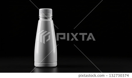 Blank White Plastic Bottle Against Black Background Blank White Plastic Bottle Against Black Background 132730374