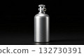 Brushed Metal Cylinder Against Black Background 132730391