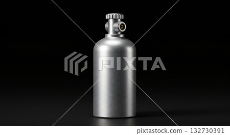 Brushed Metal Cylinder Against Black Background 132730391