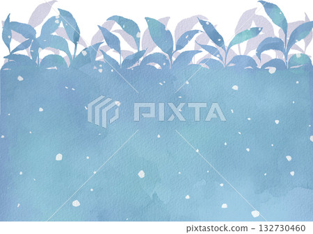 Watercolor snow falling winter plant background illustration Watercolor snow falling winter plant background illustration 132730460