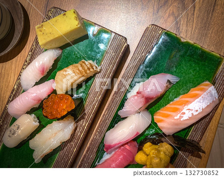 Japanese food sushi sets on restaurant table 132730852